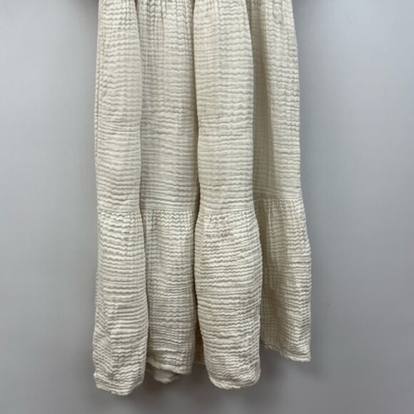 Nothing Fits But Kiko Woven Gauze Puff Sleeve Square Neck Midi Dress Cream S/M - Picture 6 of 11